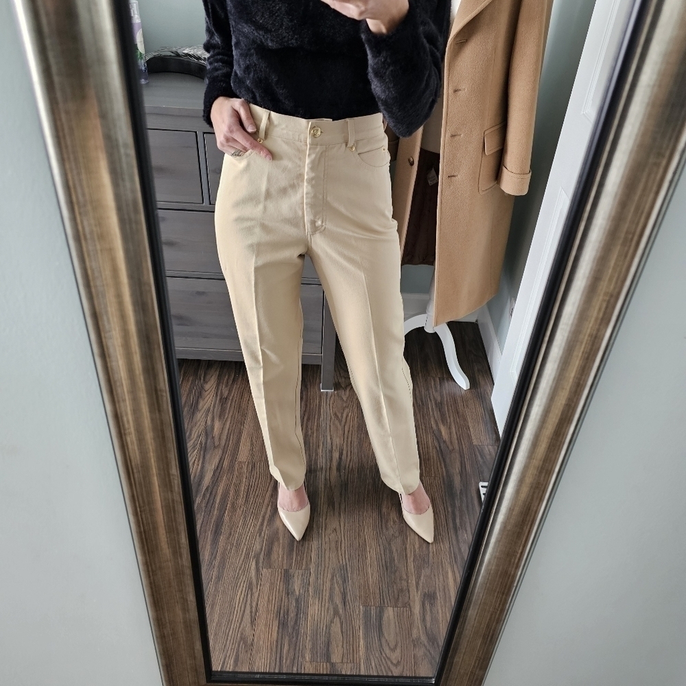 St. John Sport by Marie Gray High Rise Straight Leg Pants In Beige Tan